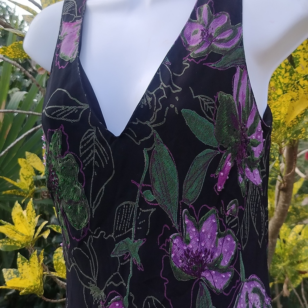 '90s Vintage Silk Maxi Tank Dress Size Small, Eva Blue Designer - Picture 2 of 11